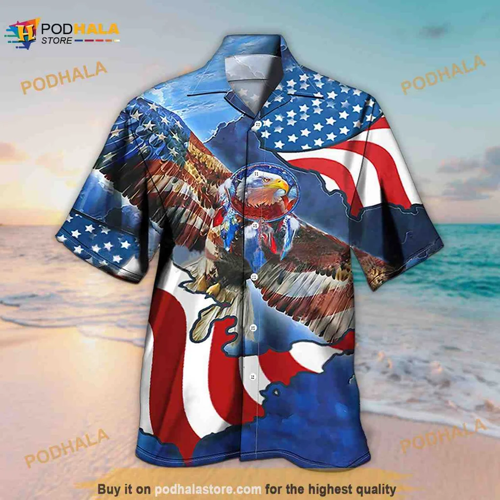Patriotic Eagle Hawaiian Shirt, Independence Day Celebration Apparel