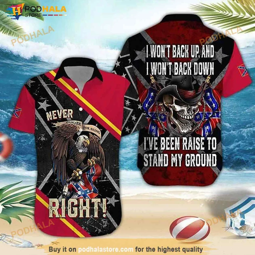 Patriotic Eagle Hawaiian Shirt, Never Back Down Design For Strong Individuals