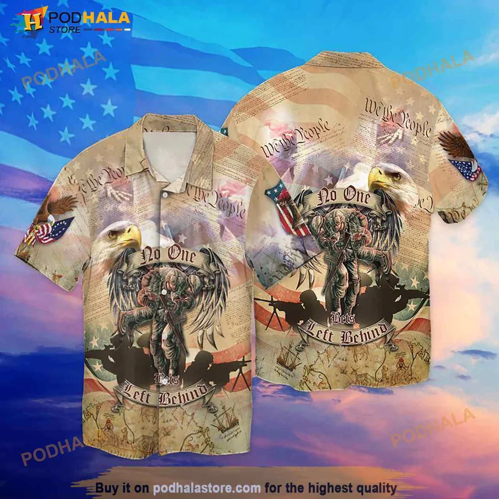 Patriotic Eagle Hawaiian Shirt, No One Left Behind Design For Veterans