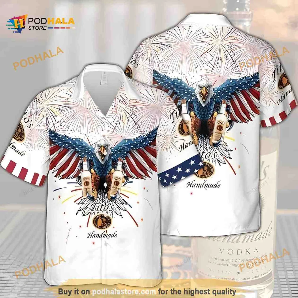 Patriotic Eagle Hawaiian Shirt With Fireworks For 4th Of July Celebration