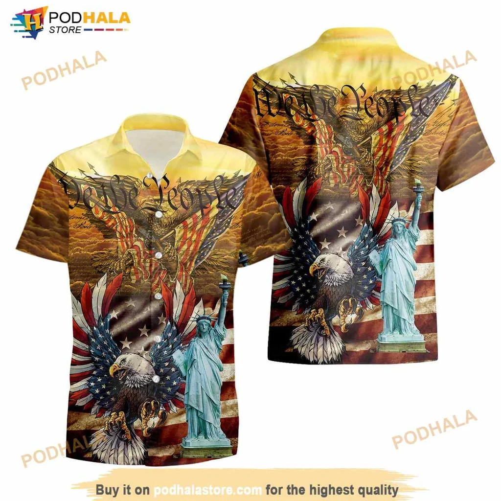 Patriotic Eagle Hawaiian Shirt With We The People Design