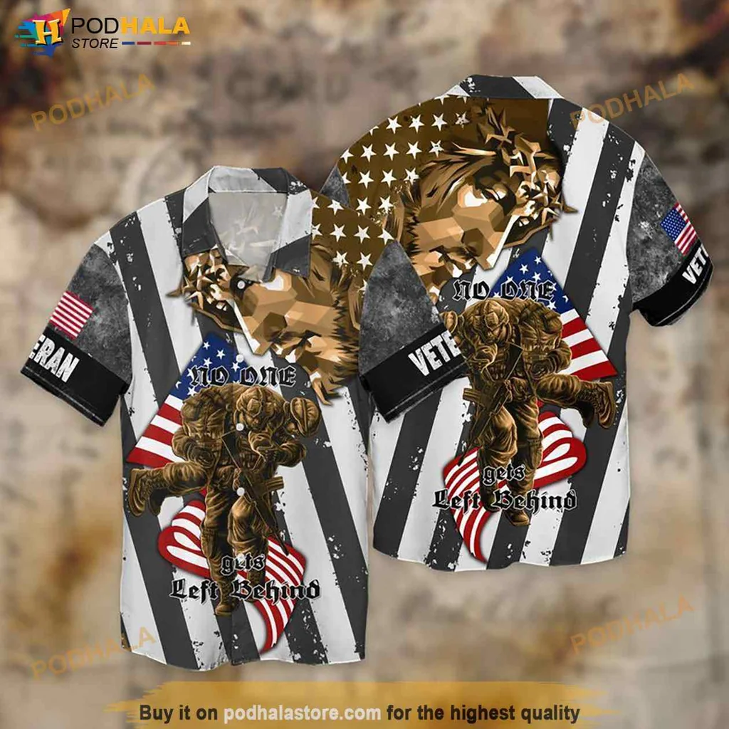 Patriotic Veteran Hawaiian Shirt With American Flag Design