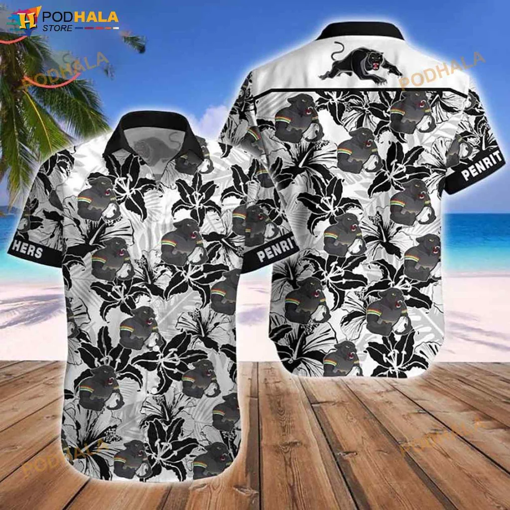 Penrith Panthers Hawaiian Shirt With Playful Panther Motifs