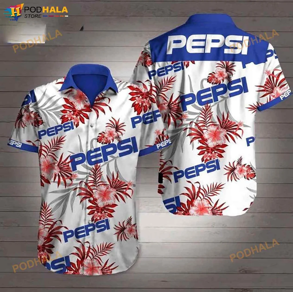 Pepsi Logo Hawaiian Shirt With Tropical Floral Design