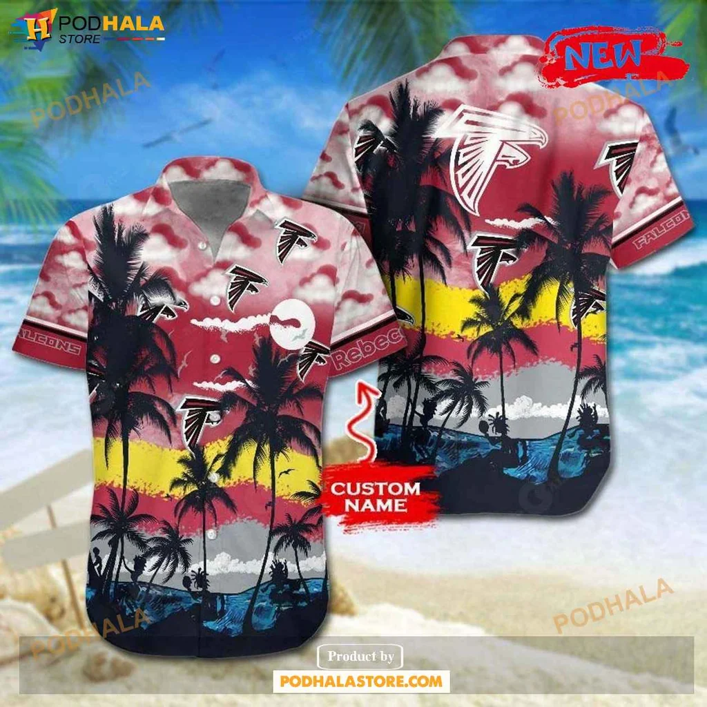Personalized Atlanta Falcons Hawaiian Shirt, Vibrant Tropical Design For Nfl Fans