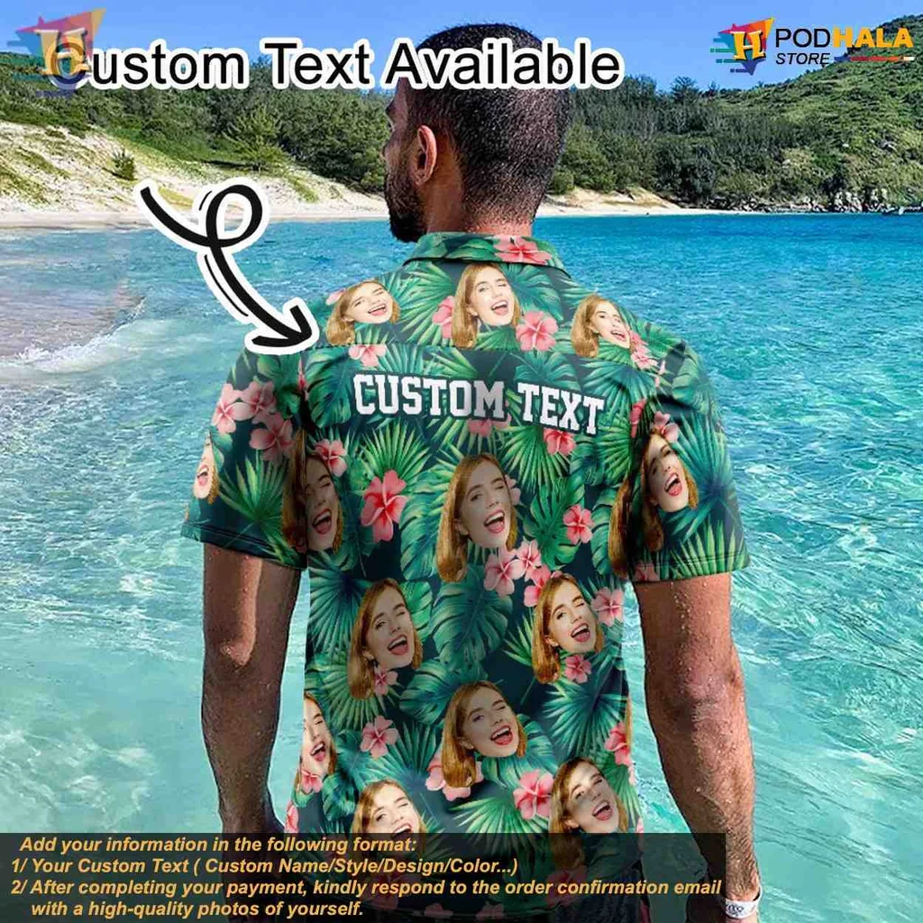 Personalized Flamingo Tropical Shirt With Custom Face Design Personalized Flamingo Tropical Shirt With Custom Face Design