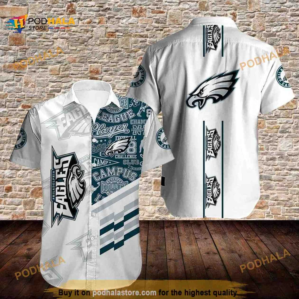 Philadelphia Eagles Aloha Shirt With Team Logo And Football Phrases