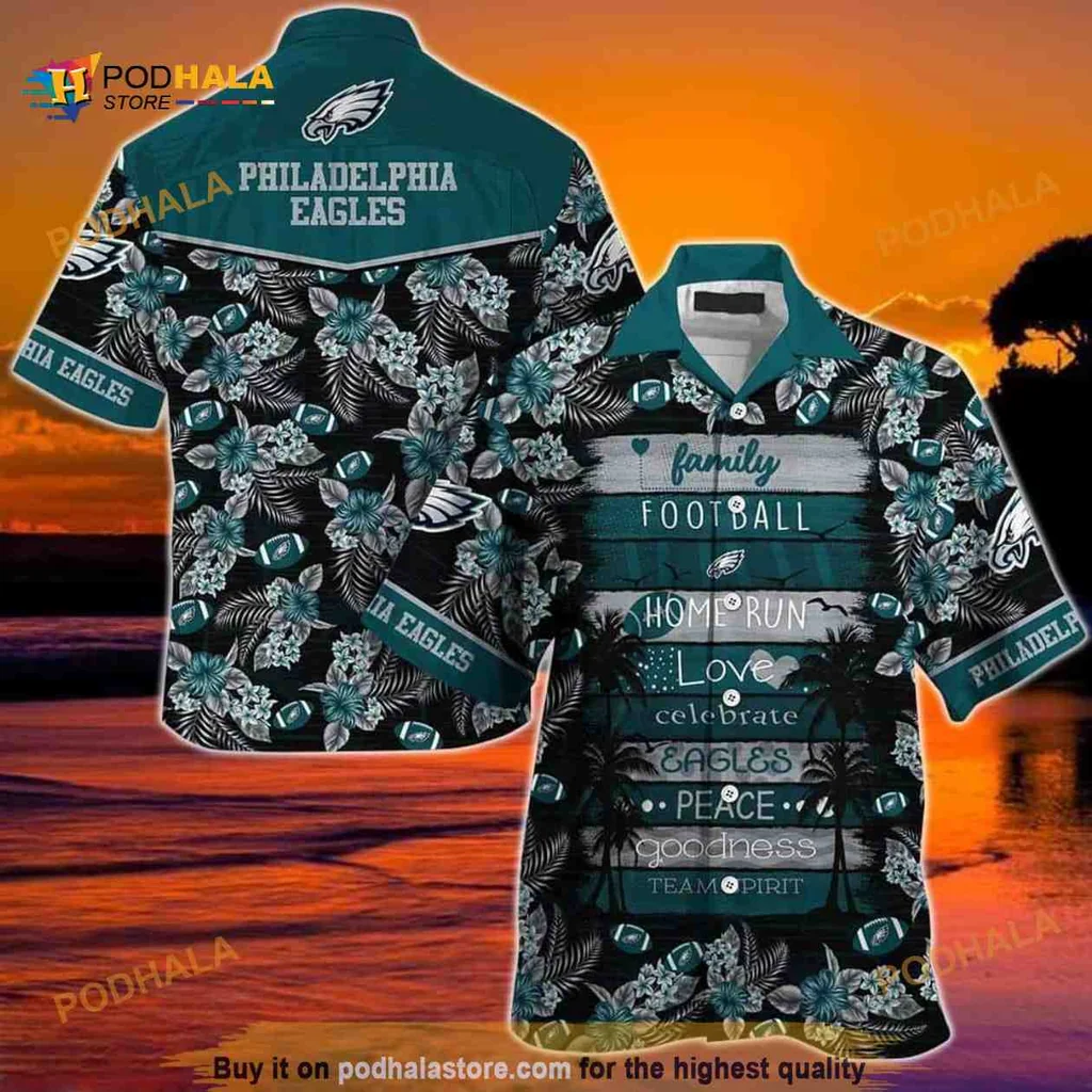Philadelphia Eagles Beach Shirt With Tropical Design And Team Spirit