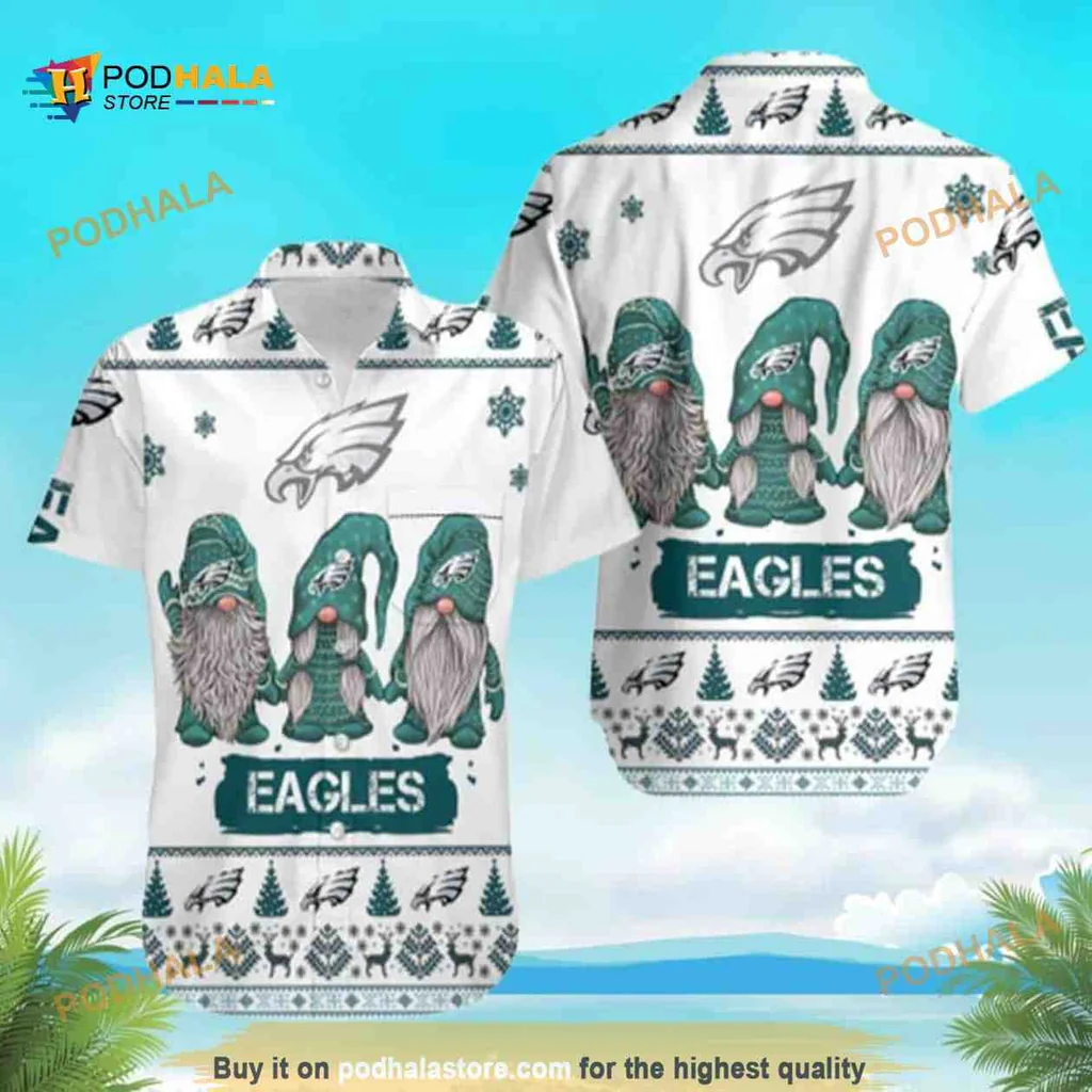 Philadelphia Eagles Gnome Hawaiian Shirt With Festive Holiday Design