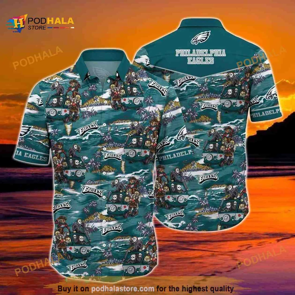 Philadelphia Eagles Halloween Shirt Featuring Fun Ghosts And Pumpkins