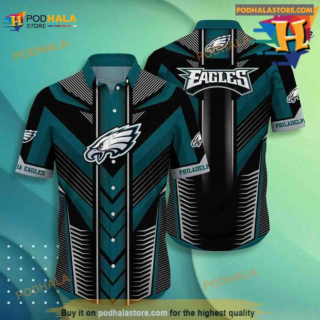Philadelphia Eagles Hawaiian Shirt, Bold Geometric Design For Nfl Fans