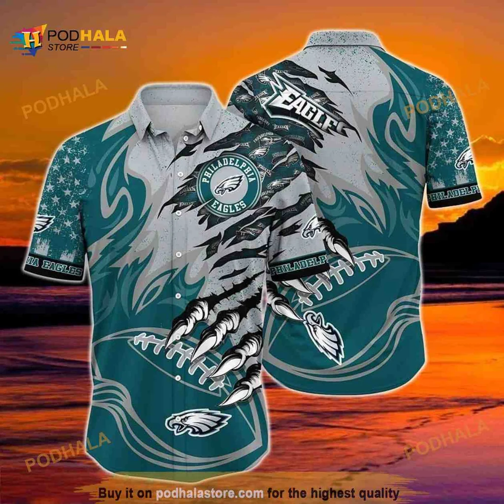 Philadelphia Eagles Hawaiian Shirt Featuring Bold Eagle Graphics