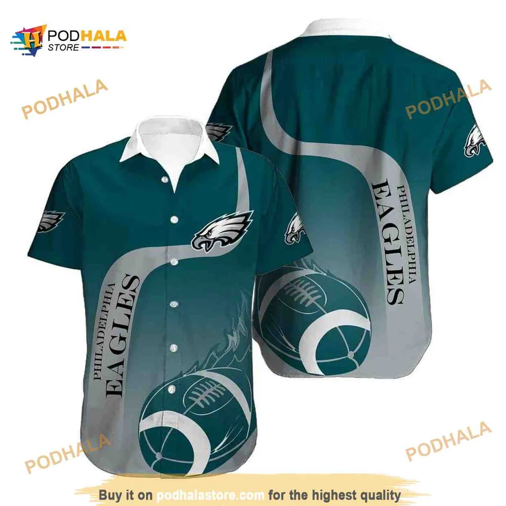 Philadelphia Eagles Hawaiian Shirt Featuring Bold Logo And Football Design