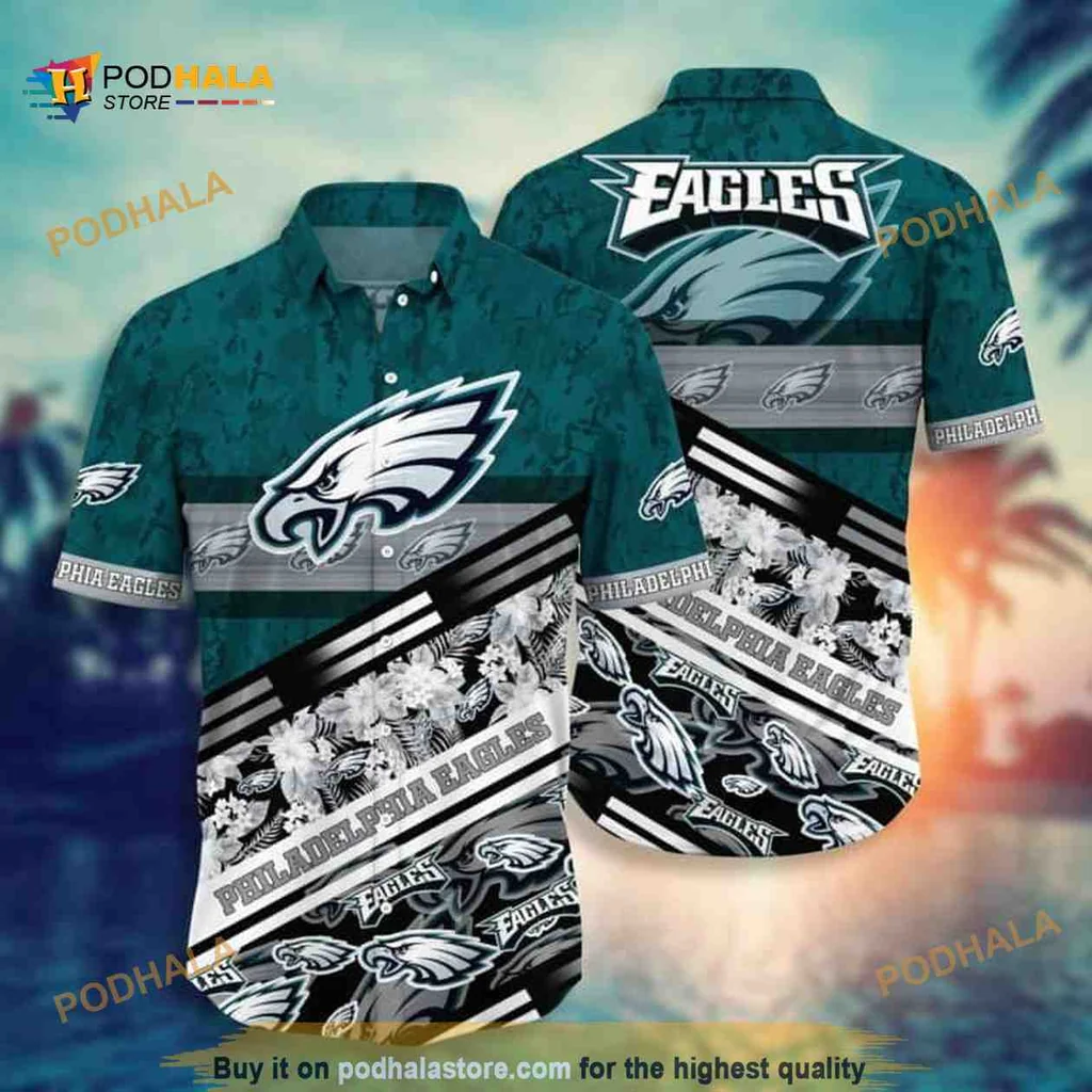 Philadelphia Eagles Hawaiian Shirt Featuring Bold Team Logo And Tropical Design