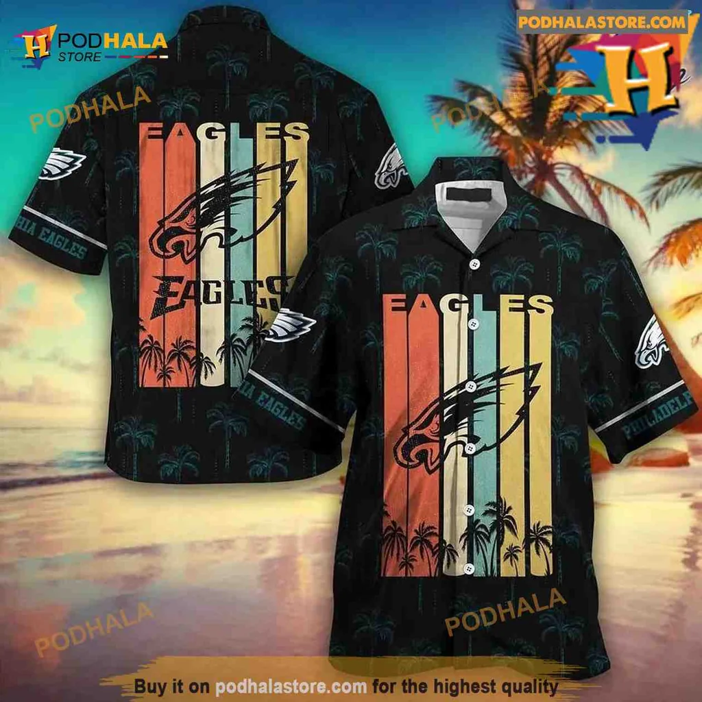 Philadelphia Eagles Hawaiian Shirt, Sunset Gradient Design With Eagle Logo