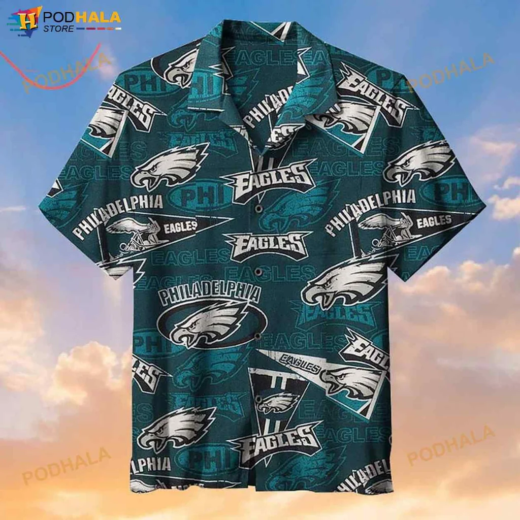 Philadelphia Eagles Hawaiian Shirt, Vibrant Logo Design For Fans