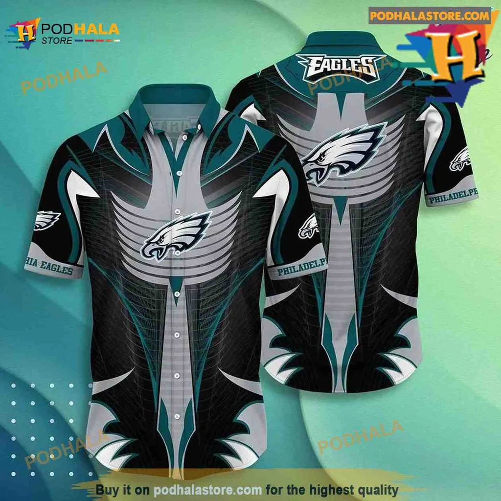 Philadelphia Eagles Hawaiian Shirt, Vibrant Team Logo Design For Fans
