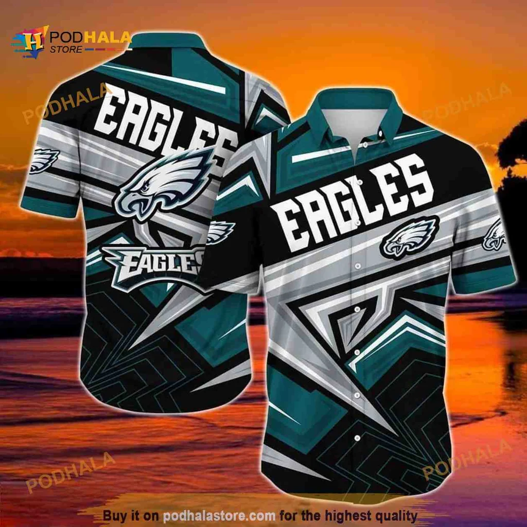 Philadelphia Eagles Hawaiian Shirt With Bold Logo And Geometric Patterns