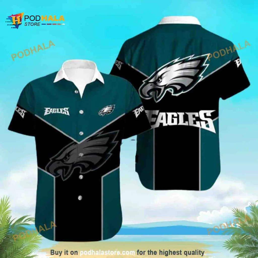 Philadelphia Eagles Hawaiian Shirt With Bold Logo And Tropical Design