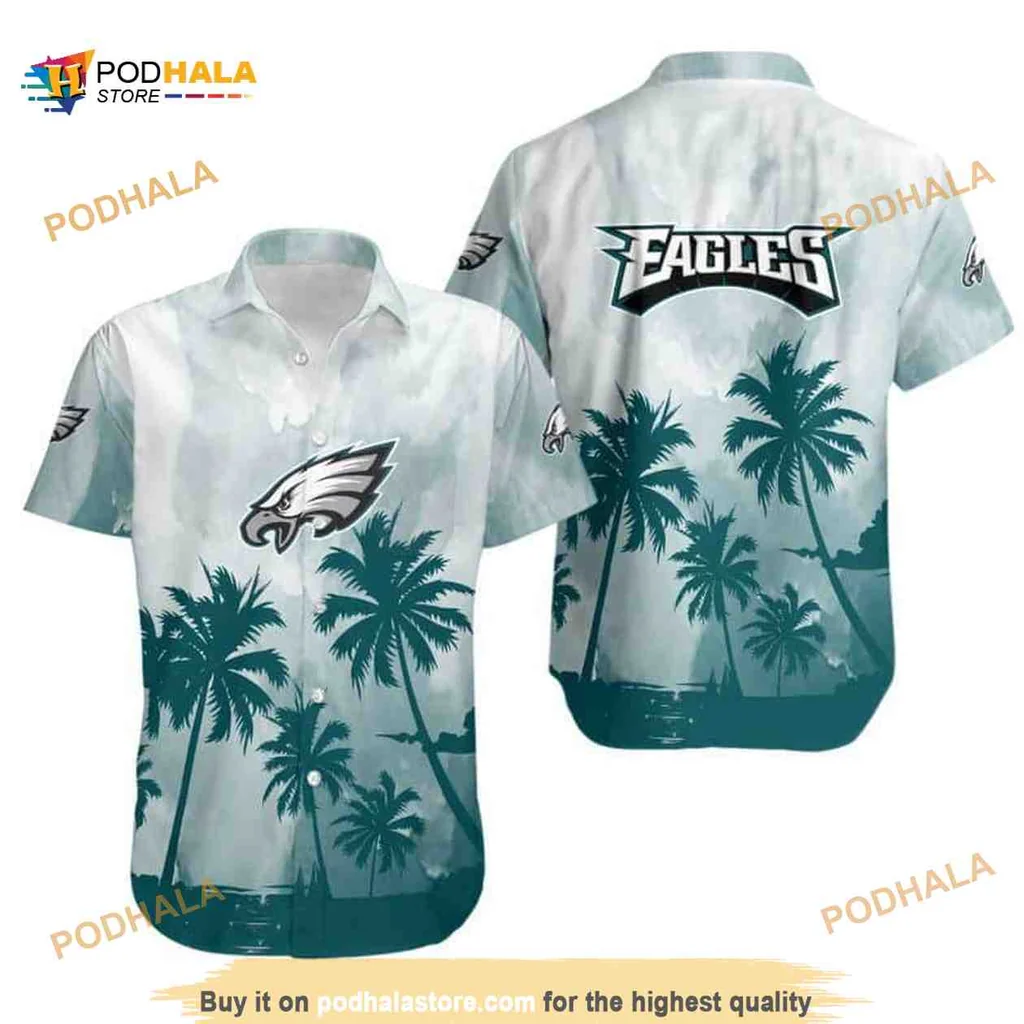 Philadelphia Eagles Hawaiian Shirt With Coconut Trees Design