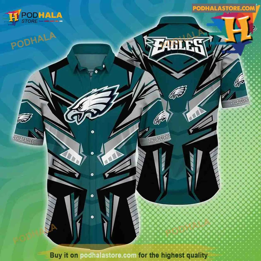 Philadelphia Eagles Hawaiian Shirt With Dynamic Geometric Patterns