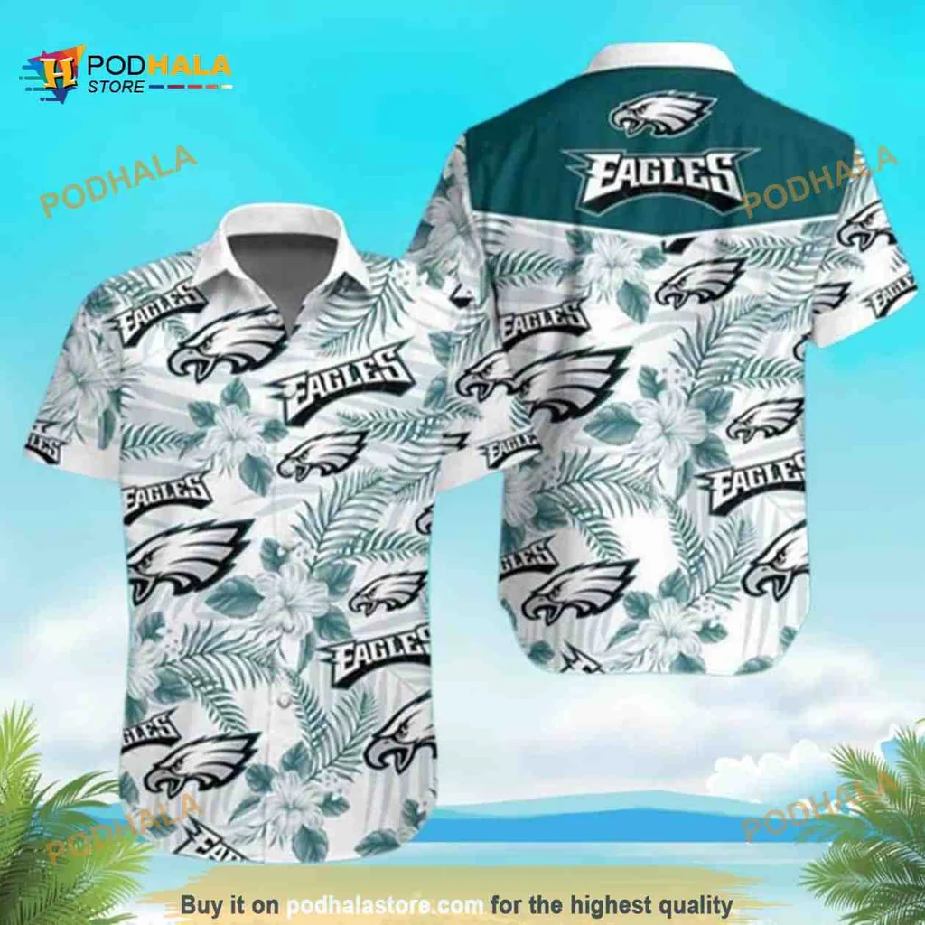 Philadelphia Eagles Hawaiian Shirt With Hibiscus Flower Pattern