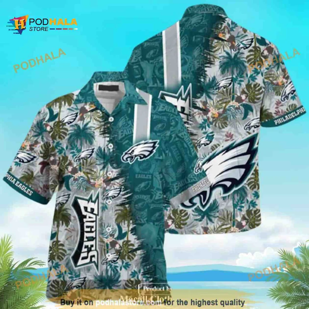 Philadelphia Eagles Hawaiian Shirt With Palm Leaf Pattern