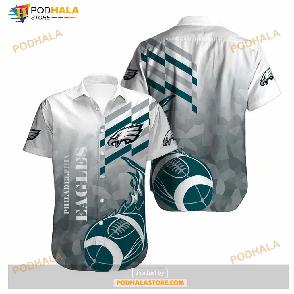 Philadelphia Eagles Hawaiian Shirt With Team Logo And Gradient Design