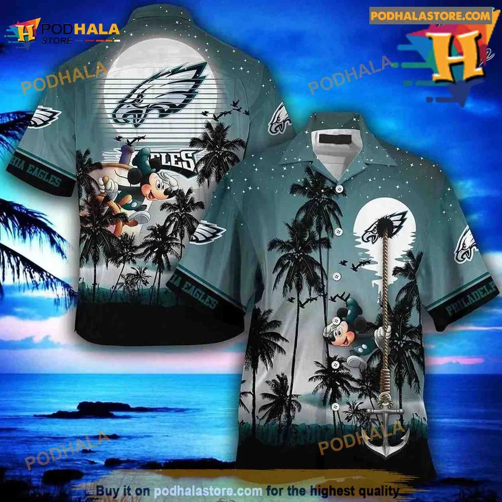 Philadelphia Eagles Hawaiian Shirt With Tropical Beach Design