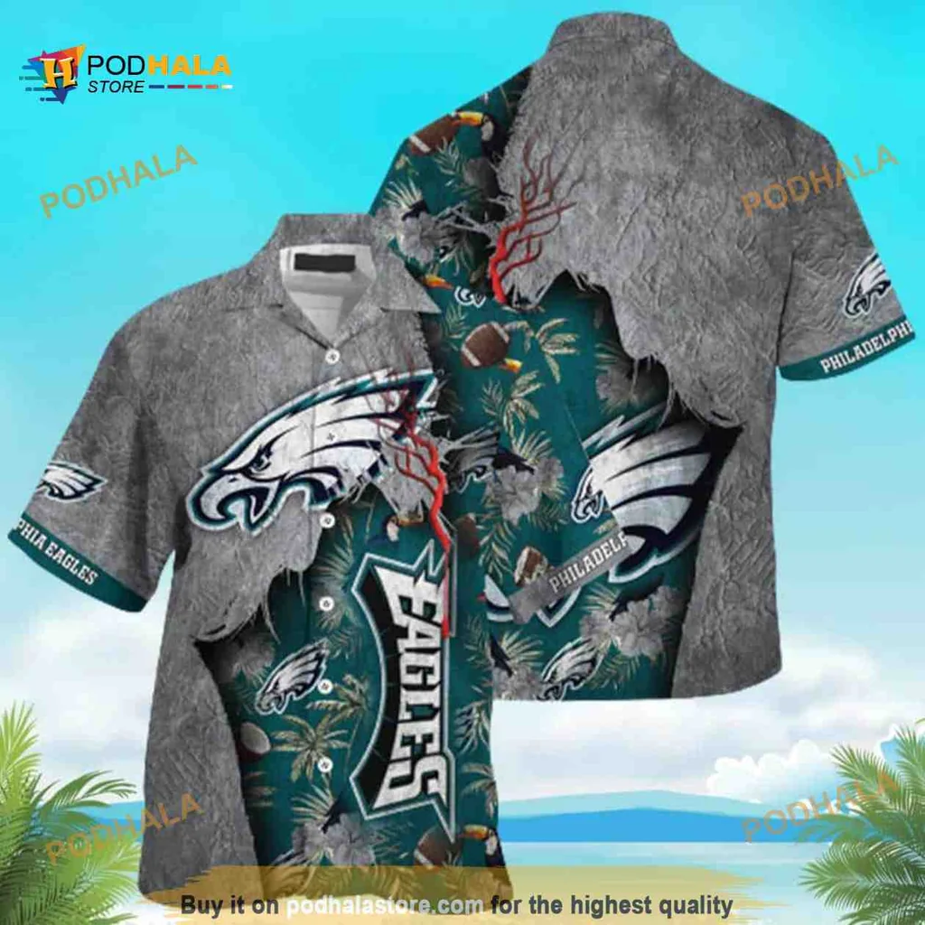 Philadelphia Eagles Hawaiian Shirt With Tropical Design For Fans