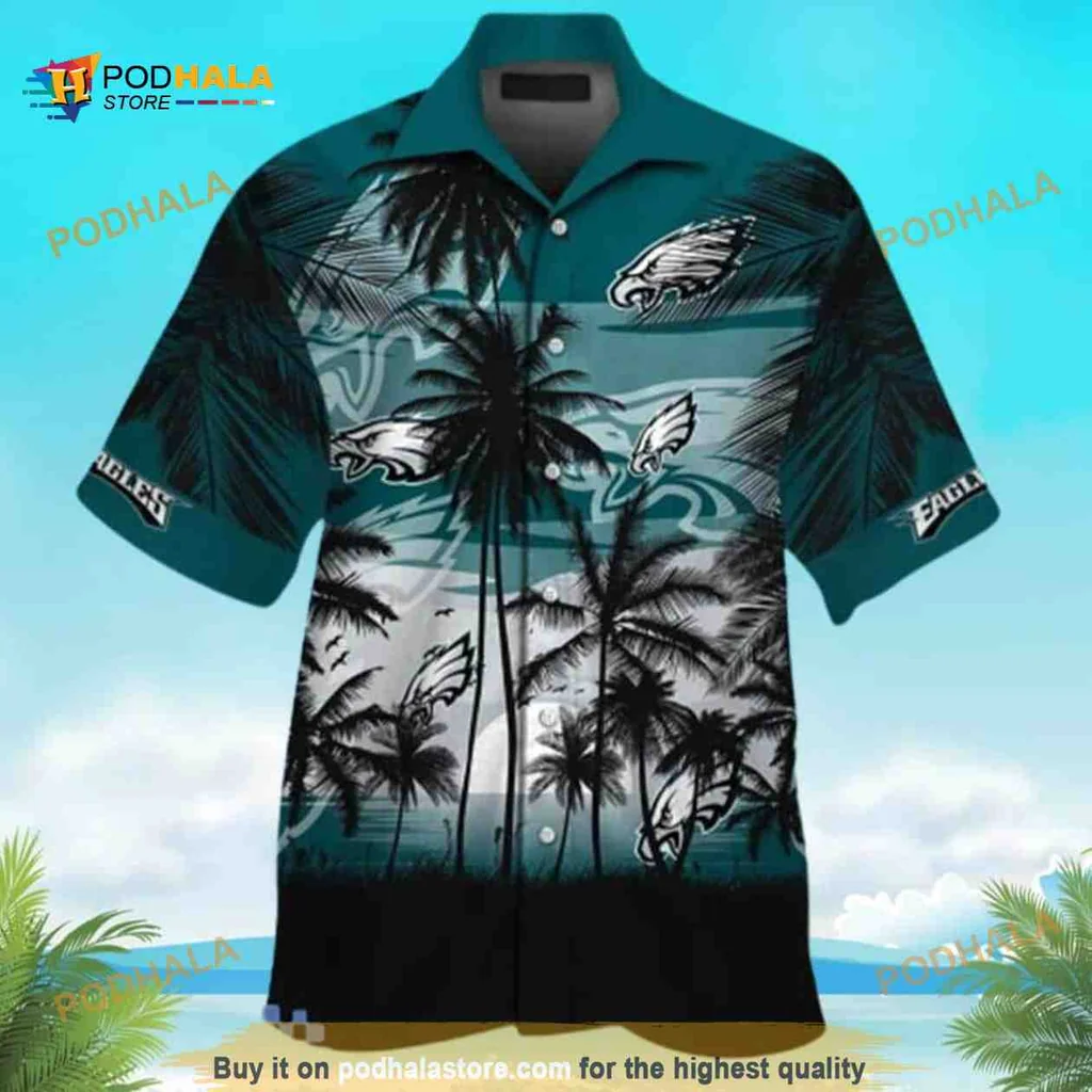 Philadelphia Eagles Hawaiian Shirt With Tropical Palm Design