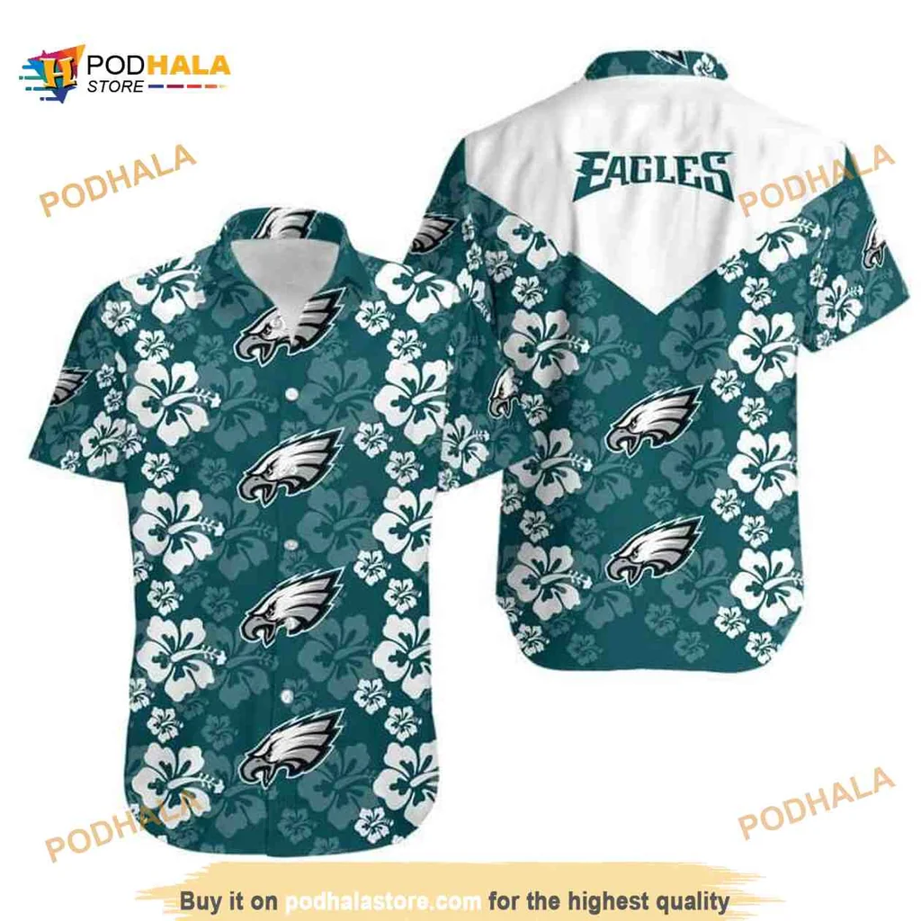 Philadelphia Eagles Hibiscus Hawaiian Shirt With Tropical Design