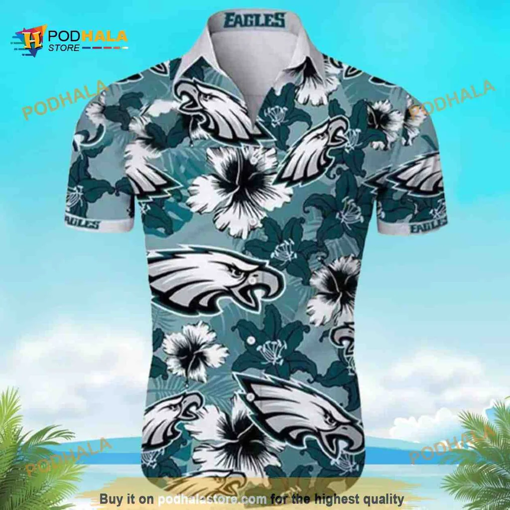 Philadelphia Eagles Hibiscus Hawaiian Shirt With Tropical Floral Pattern