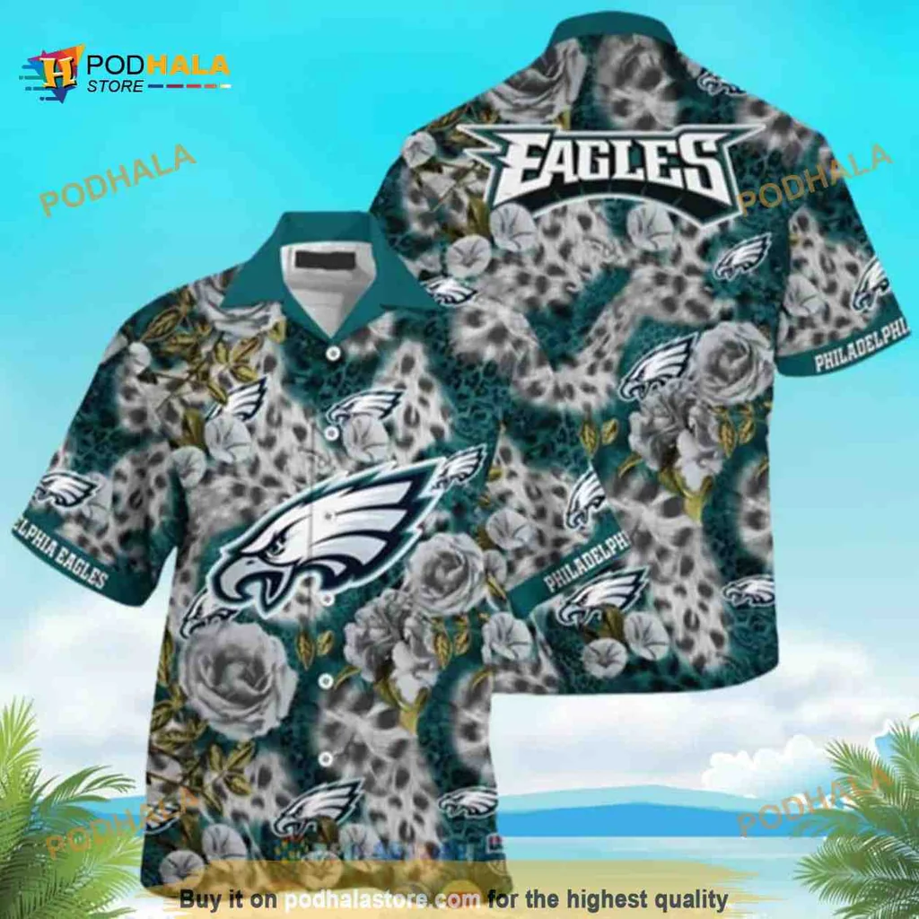 Philadelphia Eagles Leopard Rose Hawaiian Shirt, Bold Team Spirit Design