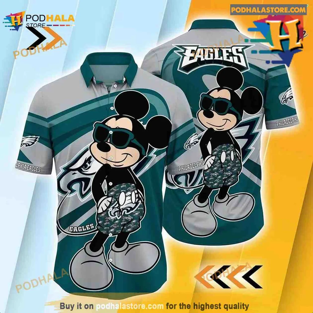 Philadelphia Eagles Mickey Mouse Hawaiian Shirt With Football Design