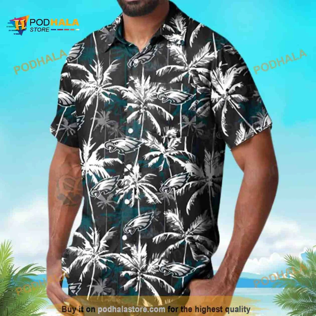 Philadelphia Eagles Palm Tree Hawaiian Shirt, Vibrant Tropical Design