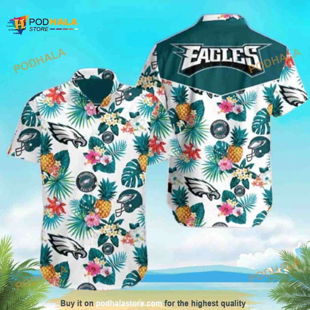 Philadelphia Eagles Pineapple Hawaiian Shirt With Tropical Floral Design