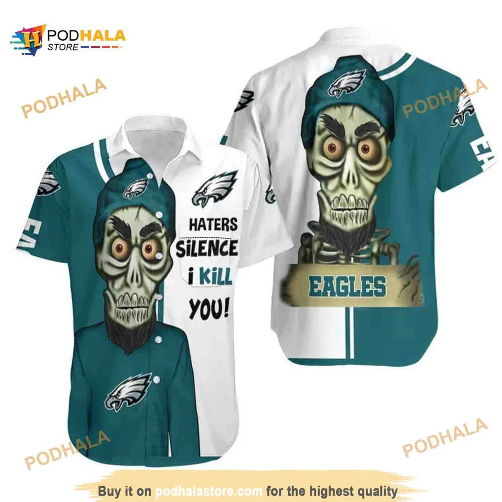 Philadelphia Eagles Skeleton Hawaiian Shirt, Haters Silence I Kill You