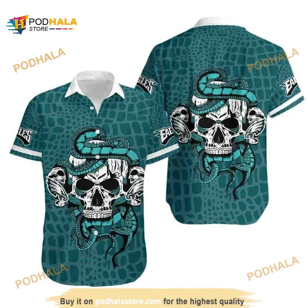 Philadelphia Eagles Skull Snake Shirt With Bold Design