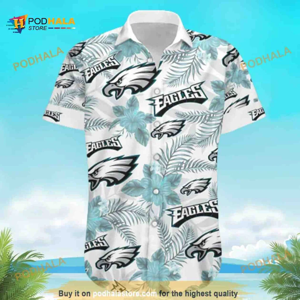 Philadelphia Eagles Tropical Aloha Shirt With Floral Design