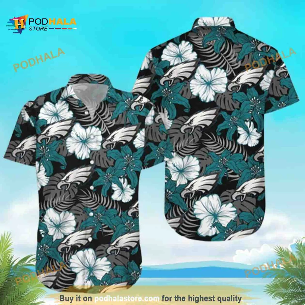 Philadelphia Eagles Tropical Floral Shirt With Hibiscus And Feathers
