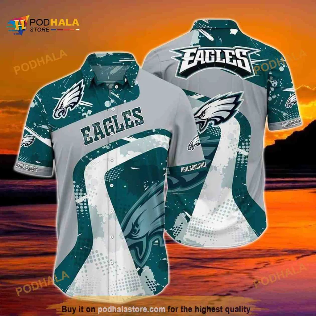 Philadelphia Eagles Tropical Hawaiian Shirt With Bold Eagle Design