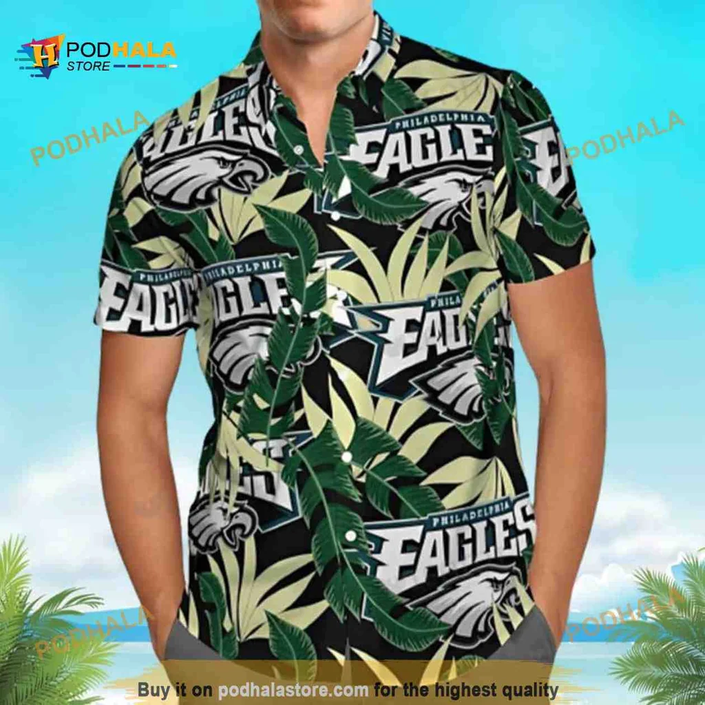 Philadelphia Eagles Tropical Hawaiian Shirt With Bold Eagle Graphics