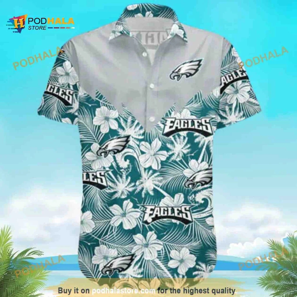 Philadelphia Eagles Tropical Hawaiian Shirt With Bold Floral Design