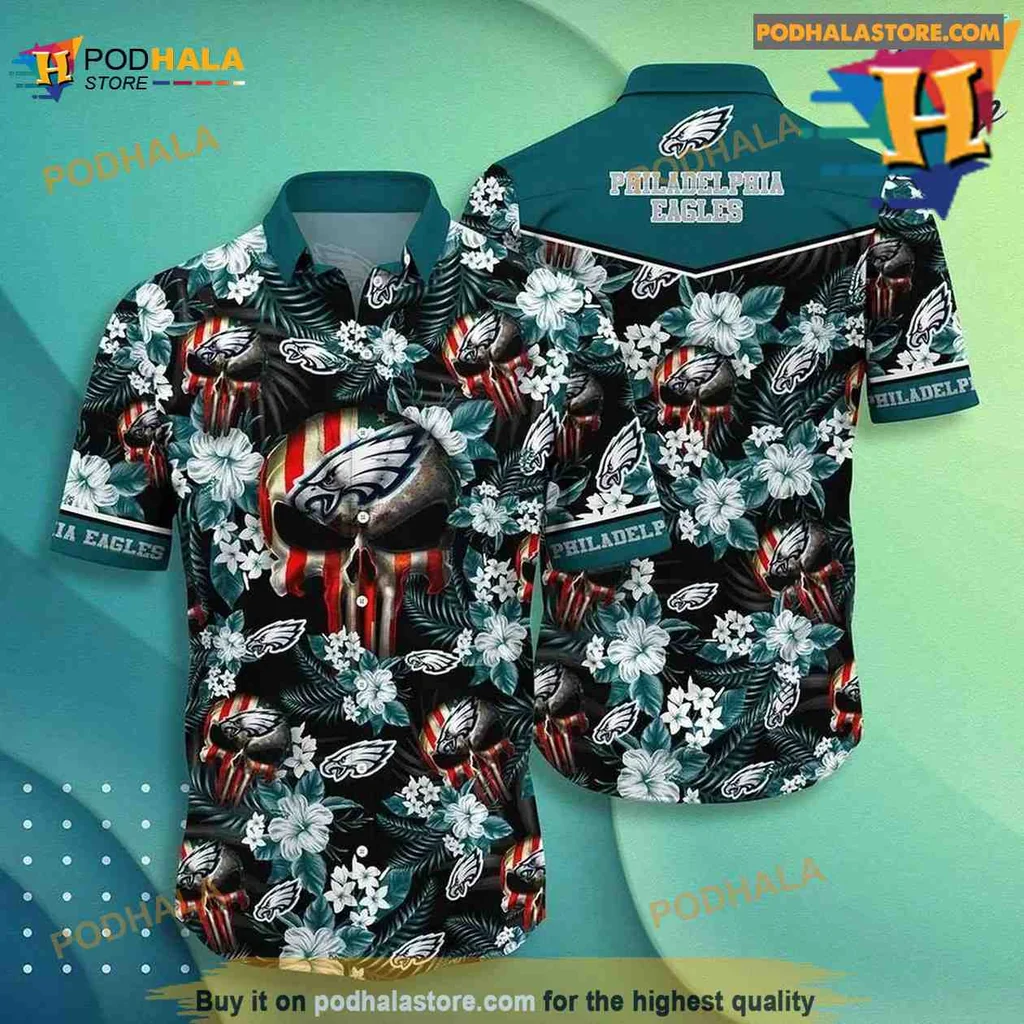 Philadelphia Eagles Tropical Hawaiian Shirt With Hibiscus Flowers