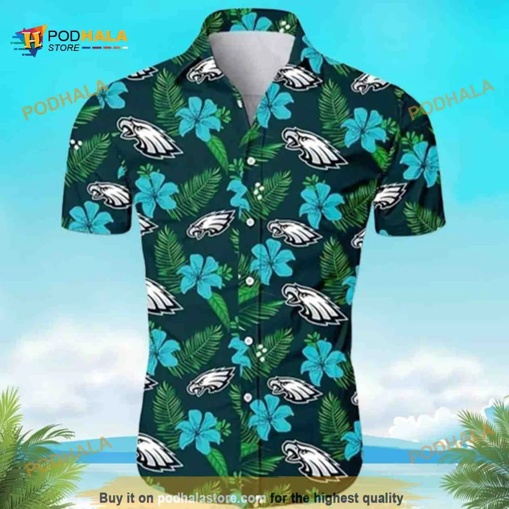 Philadelphia Eagles Tropical Hawaiian Shirt With Hibiscus Flowers