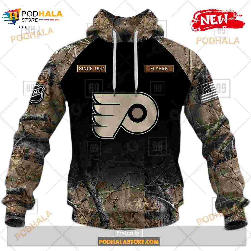 Philadelphia Flyers Camouflage Hoodie With Customizable Name And Number - View 1 Philadelphia Flyers Camouflage Hoodie With Customizable Name And Number - View 1