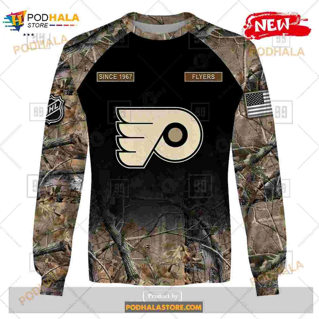 Philadelphia Flyers Camouflage Hoodie With Customizable Name And Number - View 3 Philadelphia Flyers Camouflage Hoodie With Customizable Name And Number - View 3