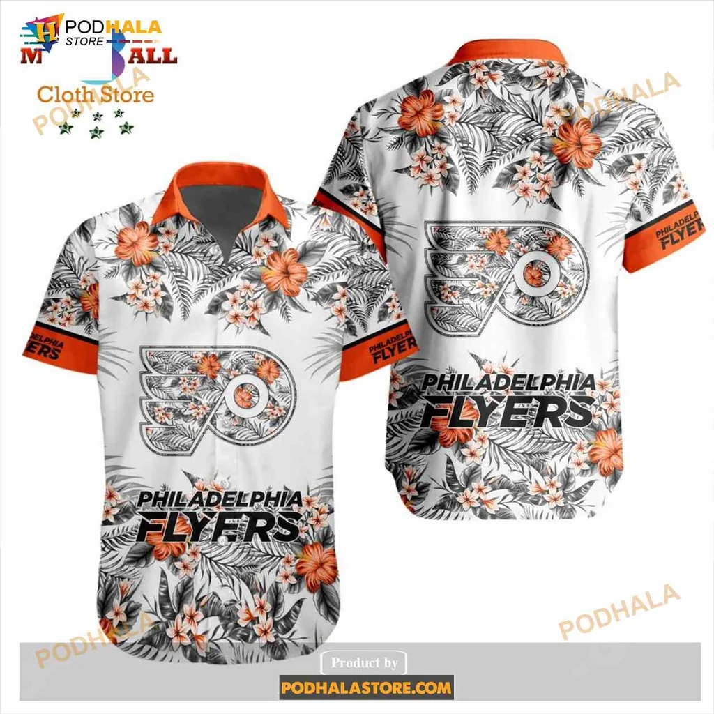 Philadelphia Flyers Floral Hawaiian Shirt With Colorful Tropical Design