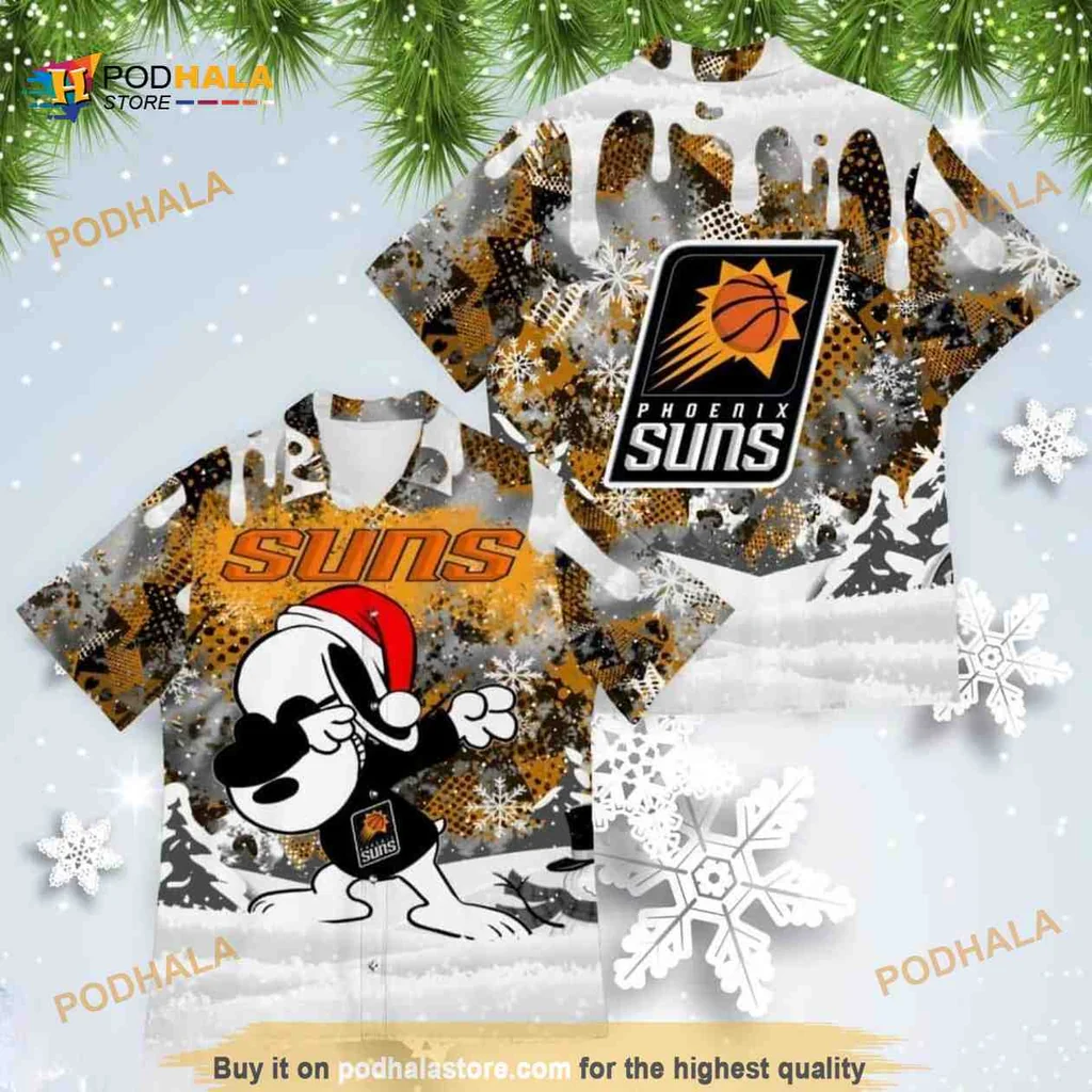 Phoenix Suns Funny Hawaiian Shirt With Santa Dog Design